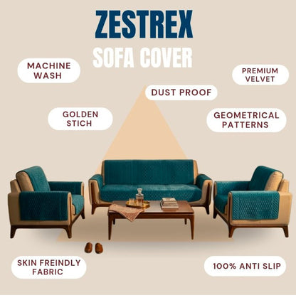 Zestrex Premium Royal blue anti skit Premium quillted 16 pcs  sofa cover including armrest covers