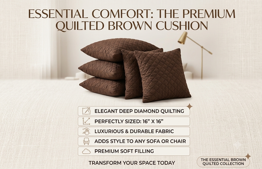 Zestrex Premium 16 pcs sofa + 5 pcs cushion quillted solid plain brown set  covers including armrest covers .
